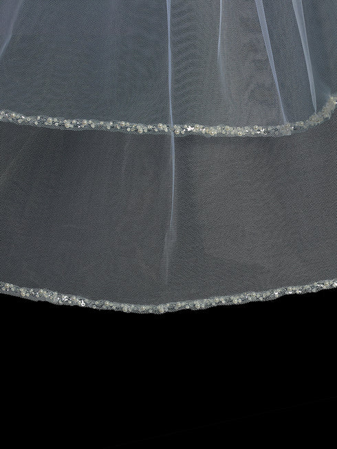 Beaded Edge Girls Communion Veil